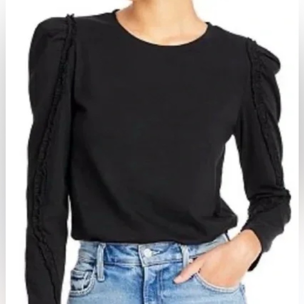 Generation Love Jamie Ruffled Puff Long Sleeve Top in Black, Sz Xs